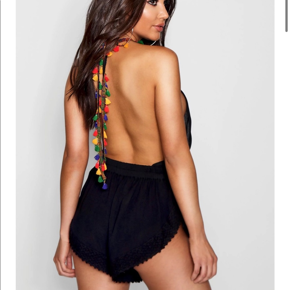 BNWT Beach Romper/ swim cover up (black)